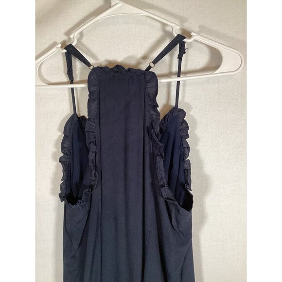 MISS ME Dress Buttons Sleeveless Blue Classic Preppy Small Ruffle - Picture 5 of 7